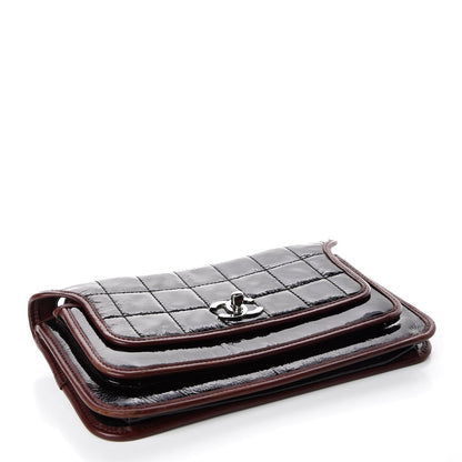 Chanel Patent Lambskin Medium Chocolate Bar Flap Black Bordeaux 4 of 11