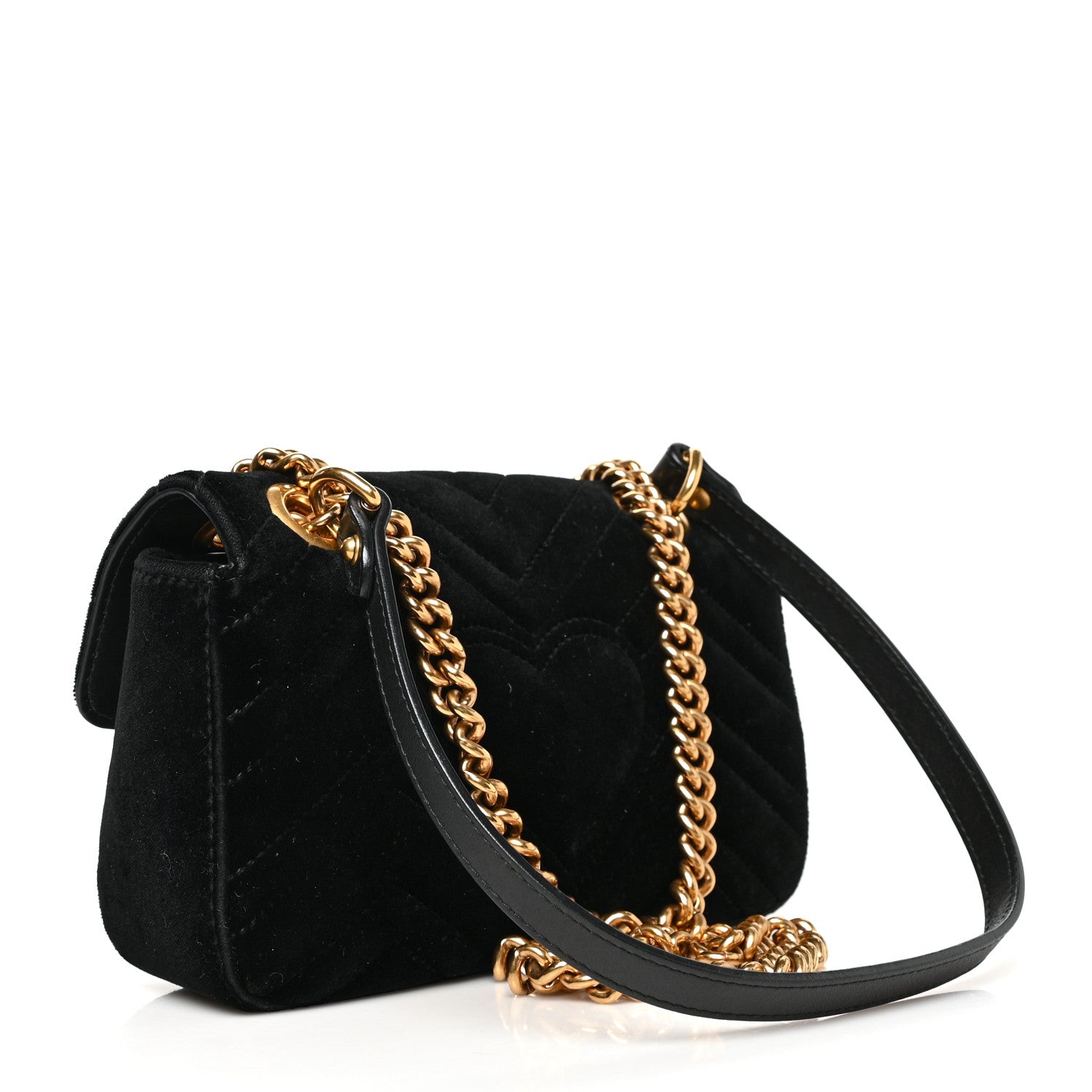 Gucci Velvet Matelasse Mini GG Marmont Shoulder Bag Black 3 of 11