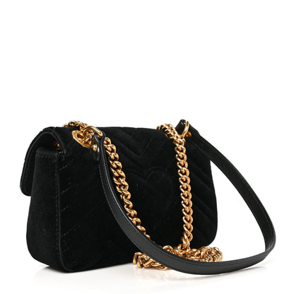 Gucci Velvet Matelasse Mini GG Marmont Shoulder Bag Black 3 of 11