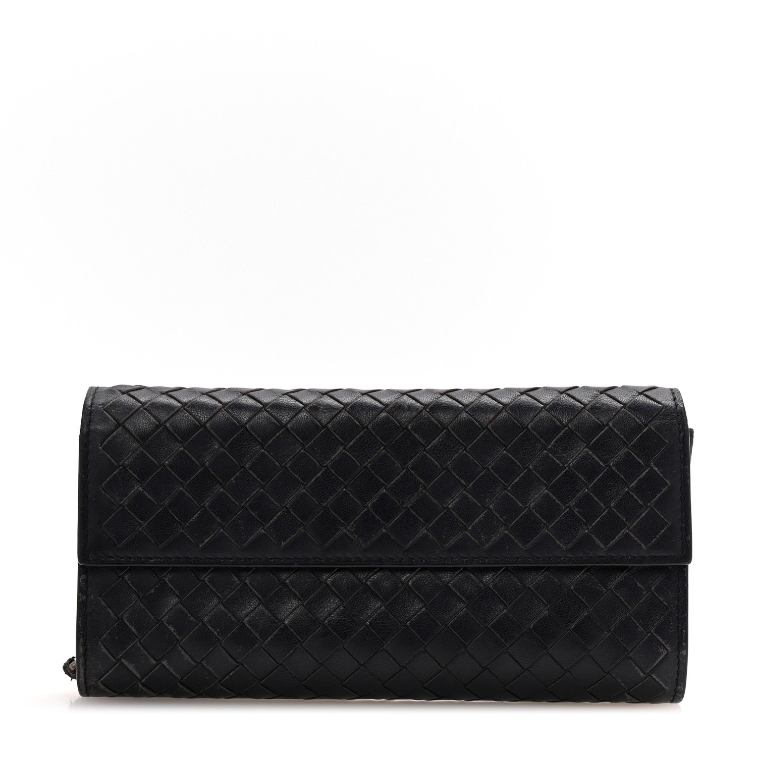 Bottega Veneta Nappa Intrecciato Continental Flap Wallet Dark Blue 1 of 13