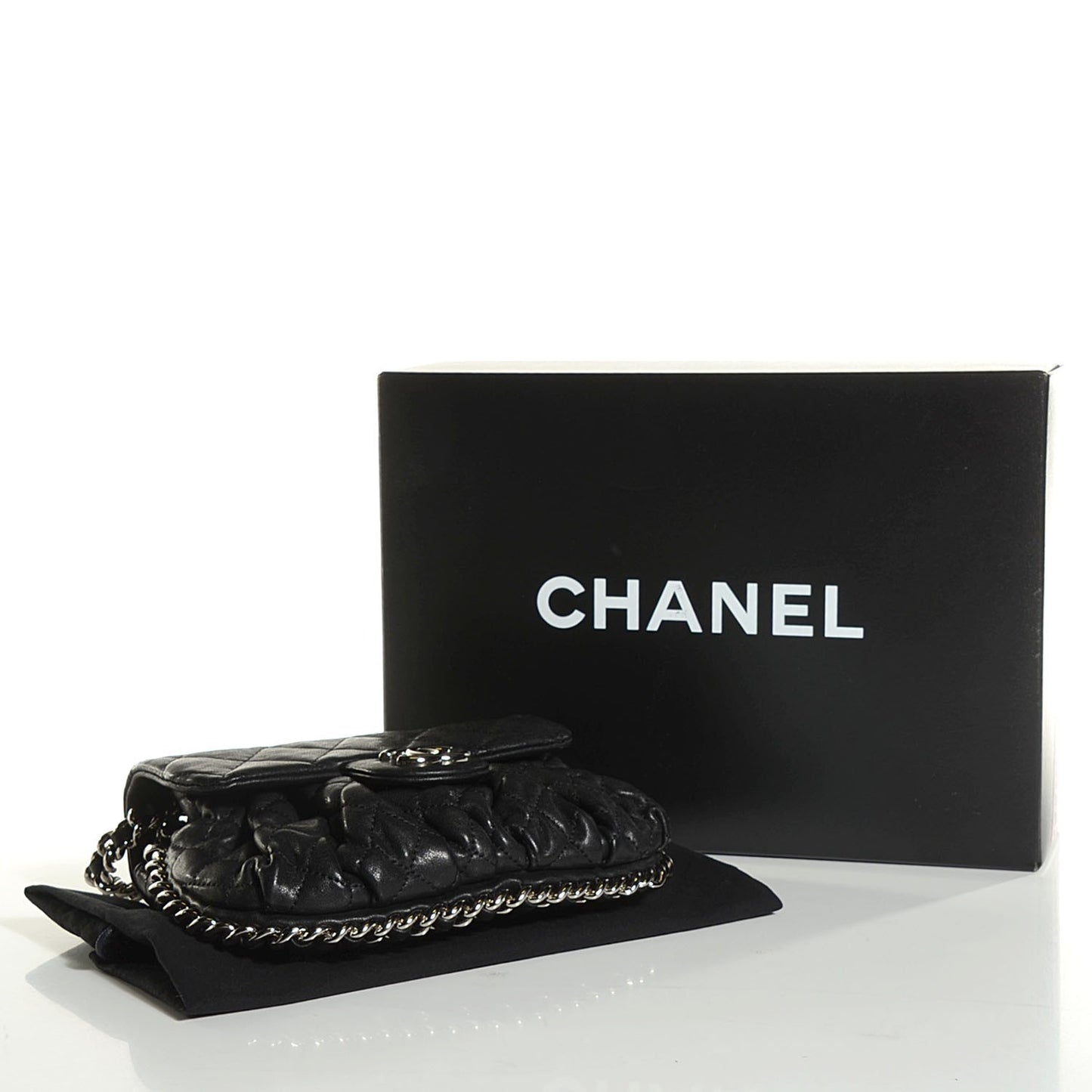 Washed Lambskin Mini Chain Around Messenger Black