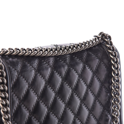 Chanel Calfskin Embossed Stitch Large Boy Flap Black 18 of 19