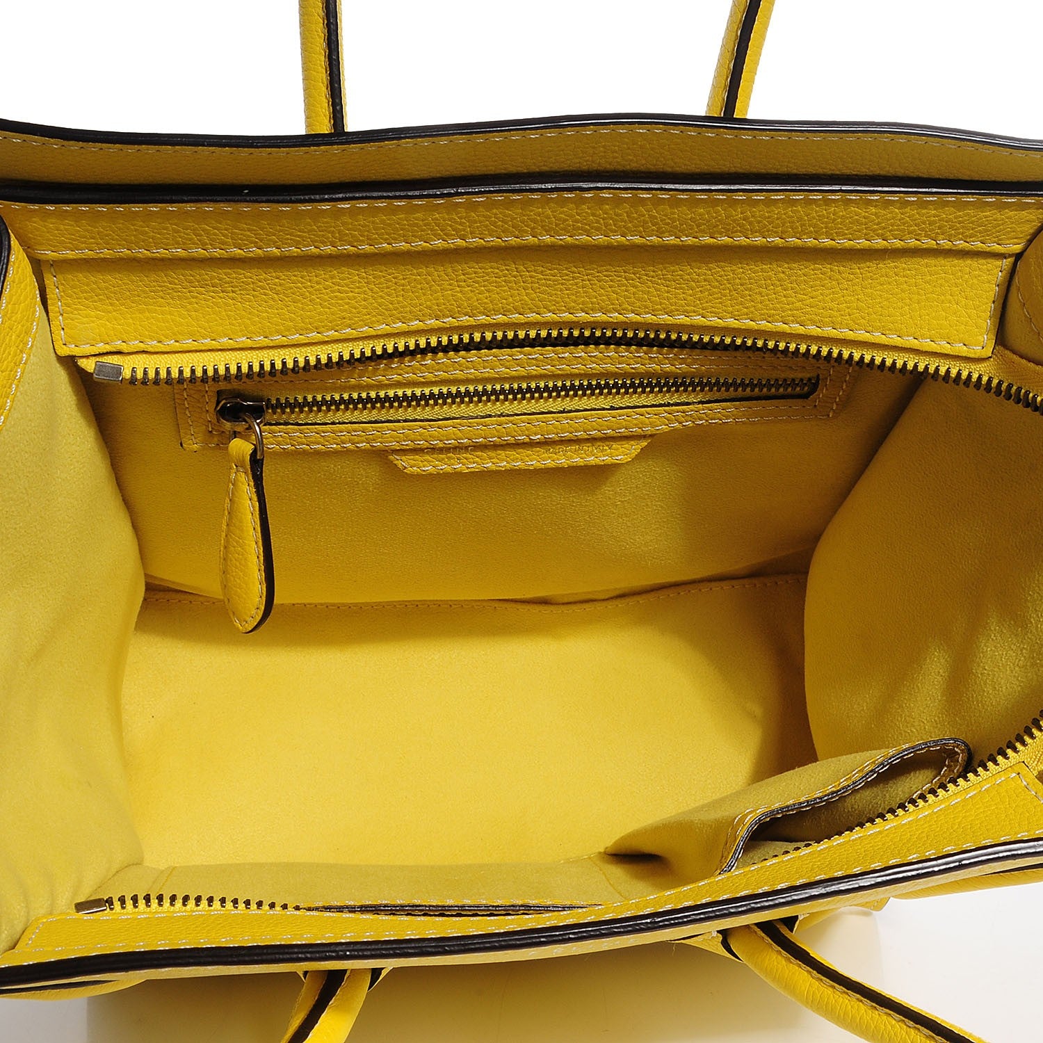 Celine Drummed Calfskin Micro Luggage Citron 7 of 8