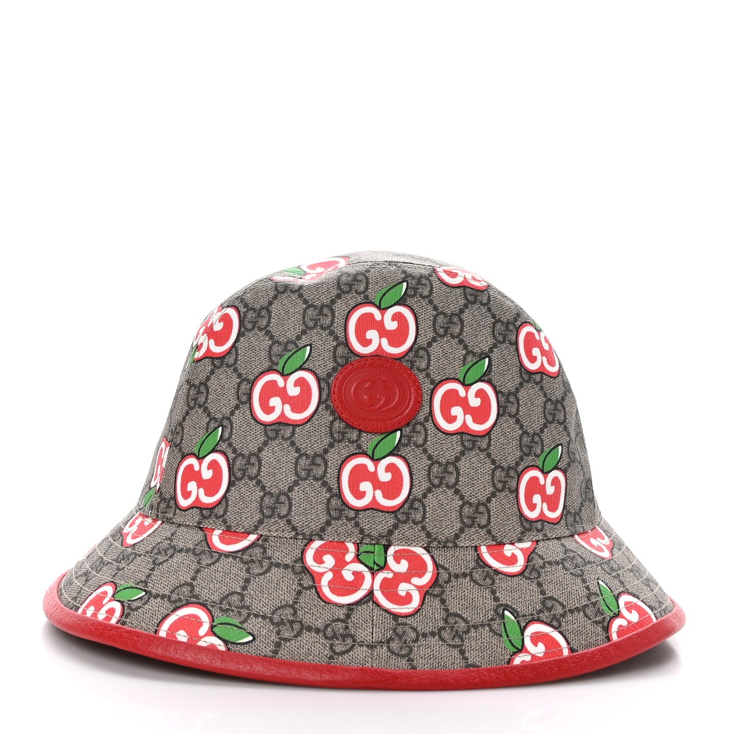 GG Supreme Monogram Apple Textured Dollar Calfskin Retro Interlocking G Fedora Pomme Bucket Hat L Beige Ebony Red