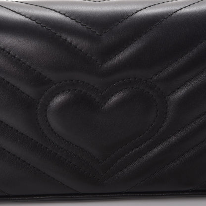 Gucci Calfskin Matelasse Super Mini GG Marmont Shoulder Bag Black 9 of 10