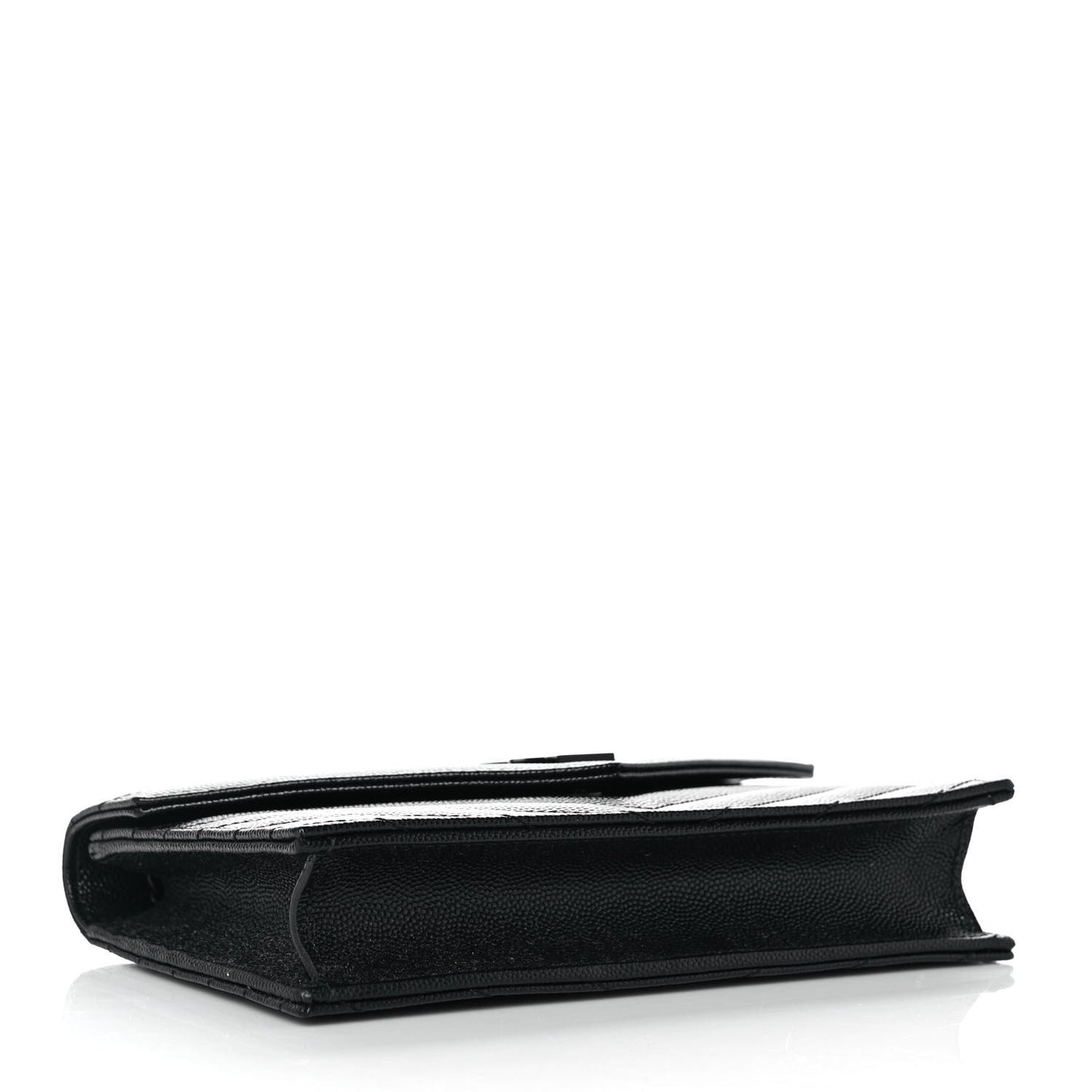 Grain De Poudre Matelasse Chevron Monogram Monochrome Envelope Chain Wallet Black