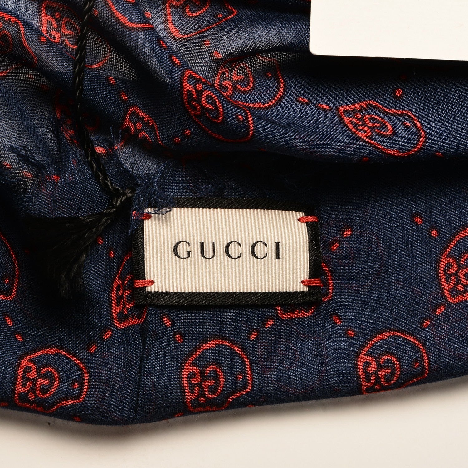 Gucci Modal Silk Twill GG Hamlet Square Scarf Sapphire Red 6 of 6