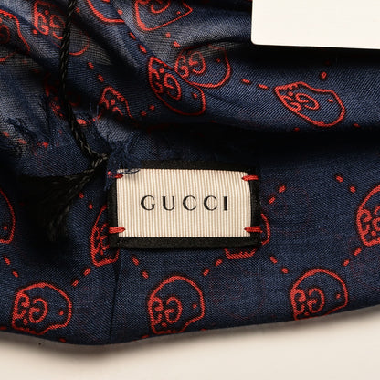 Gucci Modal Silk Twill GG Hamlet Square Scarf Sapphire Red 6 of 6