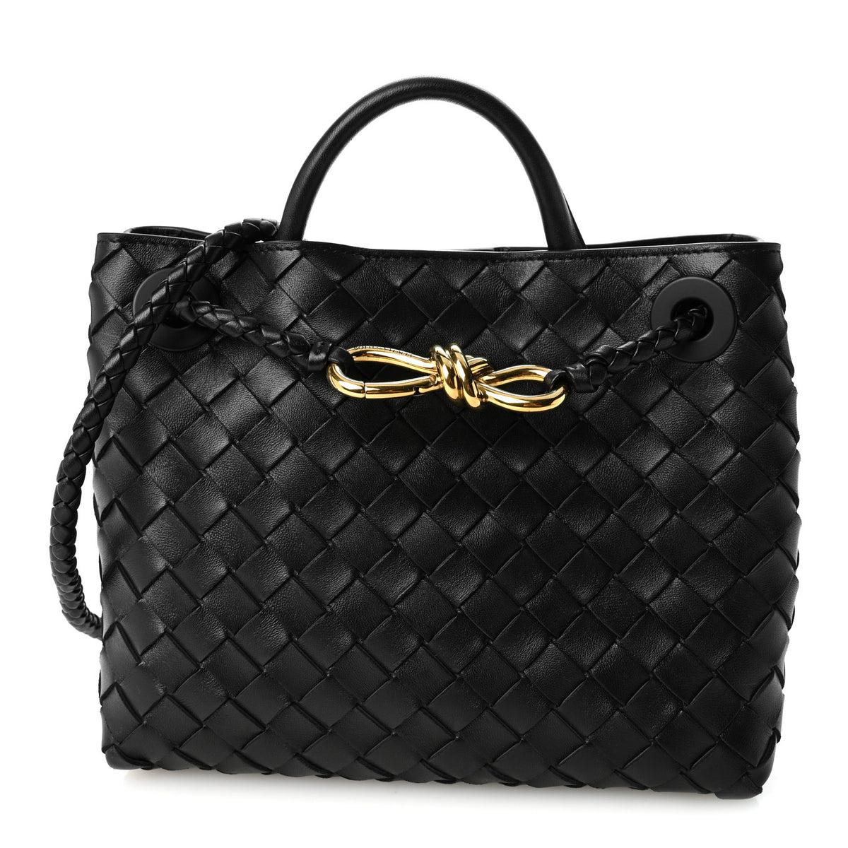 Bottega Veneta Nappa Intrecciato Small Andiamo Shoulder Bag Black 1 of 9