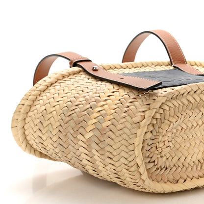 Loewe Raffia Small Basket Tote Bag Natural Tan Navy 8 of 9