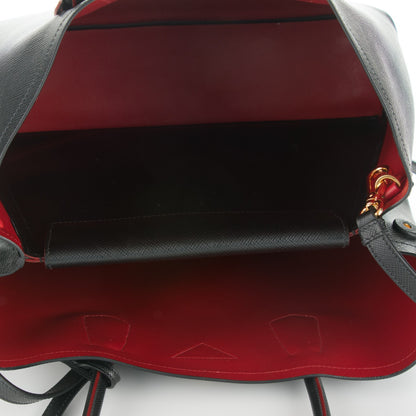 Prada Saffiano Cuir Large Double Bag Black Fuoco 5 of 6