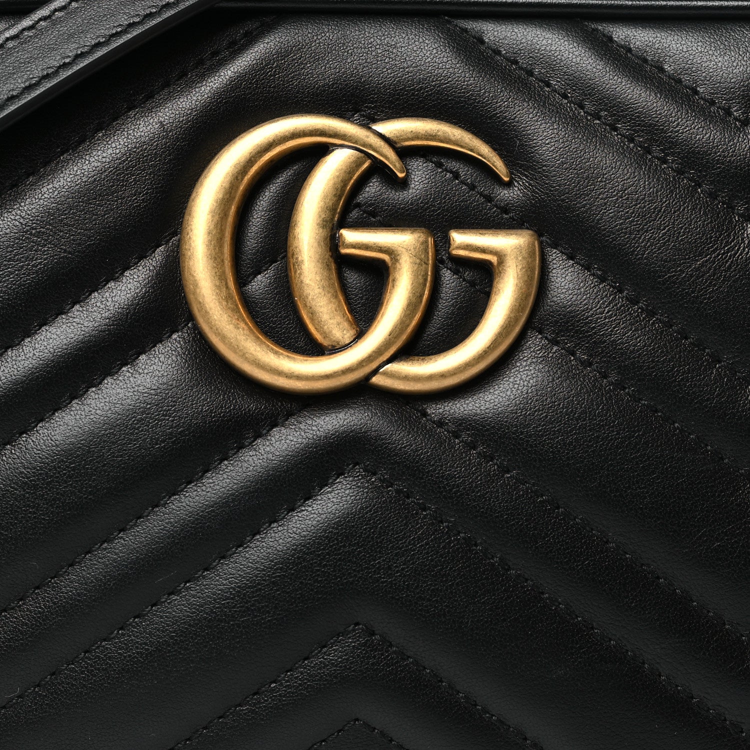 Gucci Calfskin Matelasse Small GG Marmont Chain Shoulder Bag Black 8 of 10