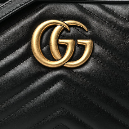 Gucci Calfskin Matelasse Small GG Marmont Chain Shoulder Bag Black 8 of 10