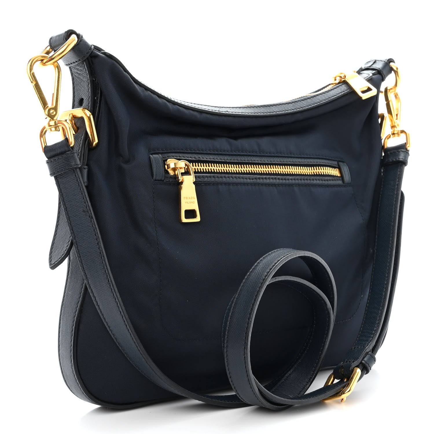 Prada Vela Nylon Saffiano Crossbody Navy 3 of 13