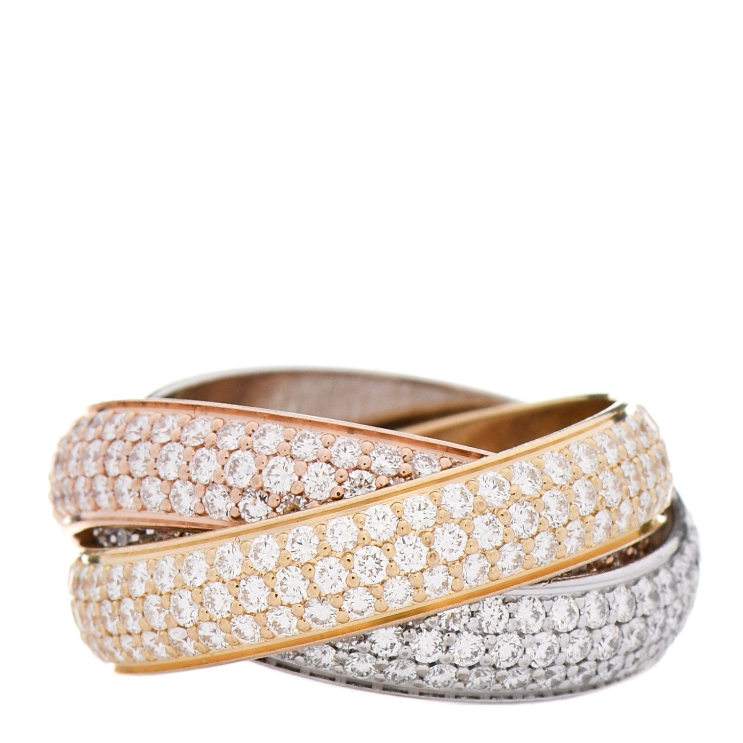 Cartier 18K White Yellow Pink Gold Diamond LM Trinity Paved Ring 59 8.75 3 of 6