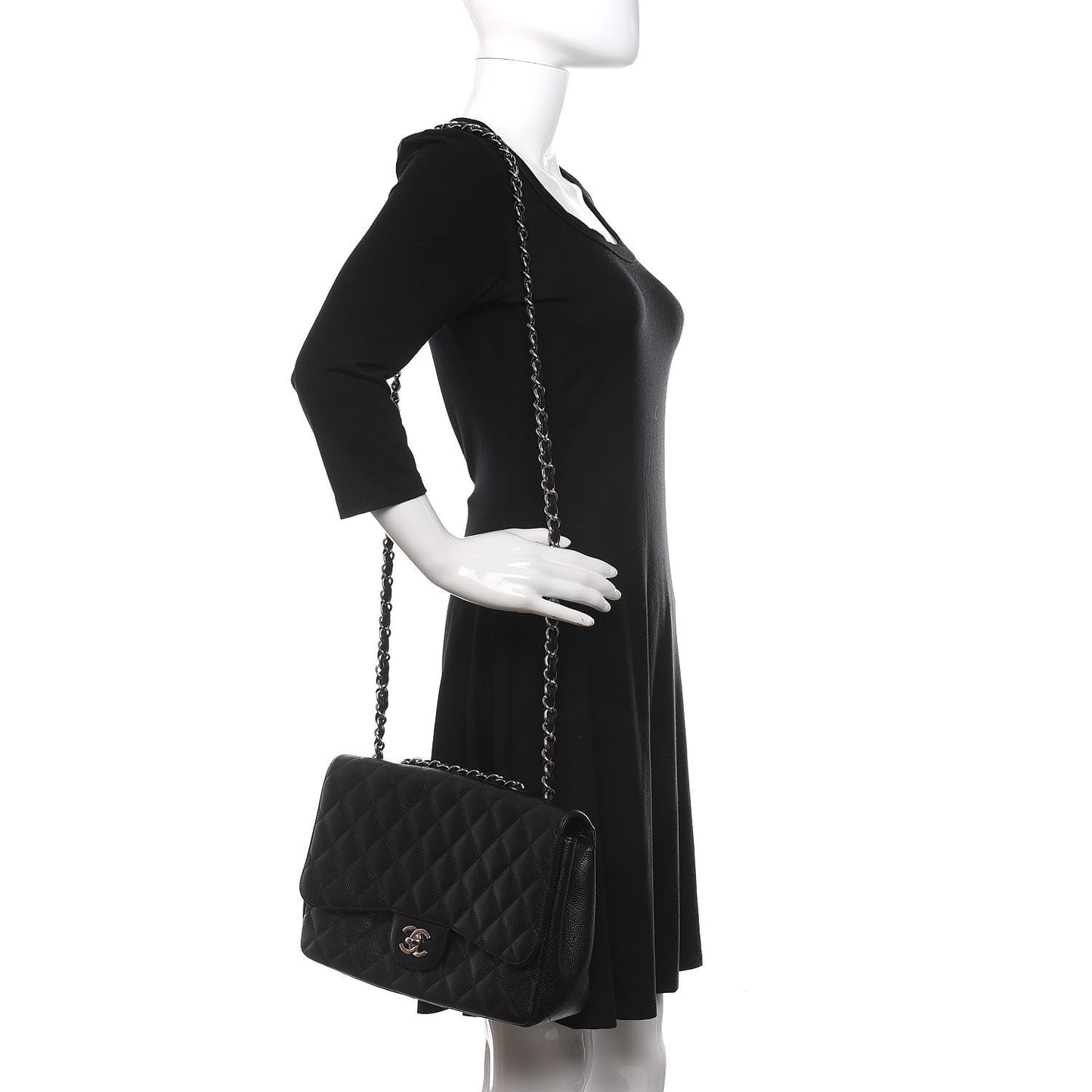 Caviar Quilted Jumbo Single Flap Black