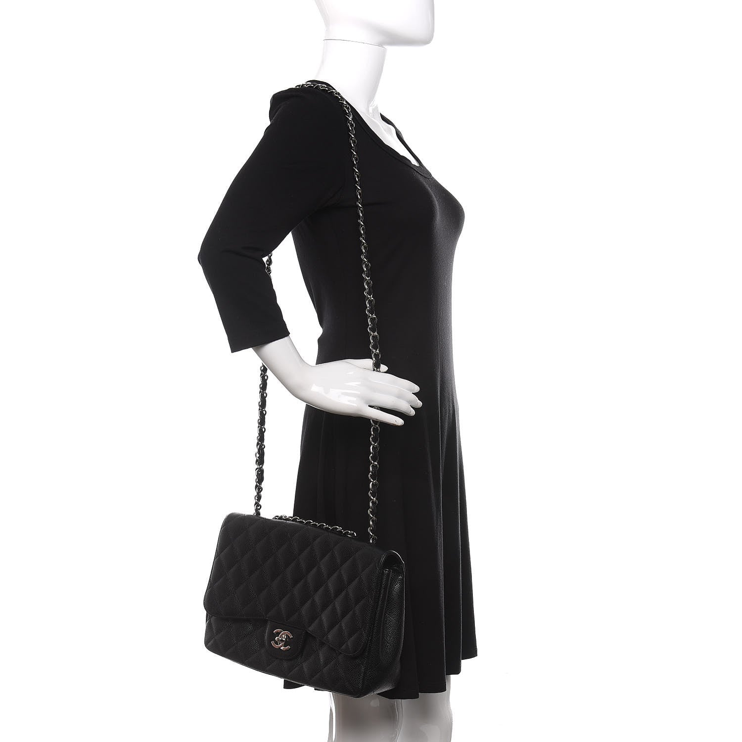 Chanel Caviar Quilted Jumbo Single Flap Black 2 of 11