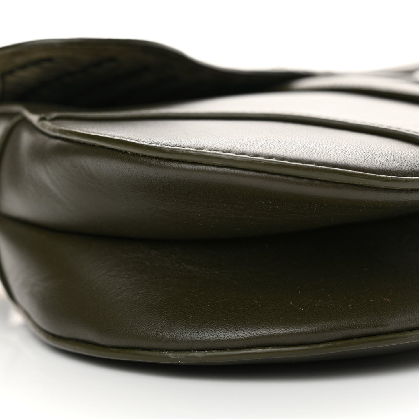 Smooth Calfskin Braided Saddle Bag Dark Green