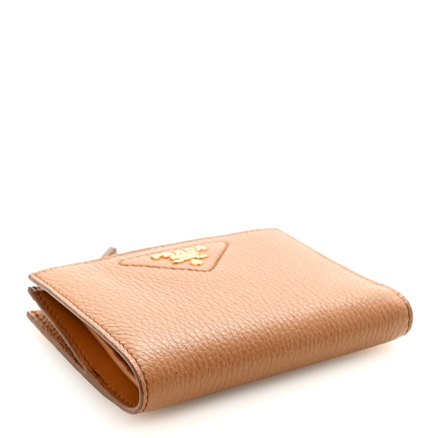 Prada Vitello Daino Triangle Small Wallet Caramel 4 of 7
