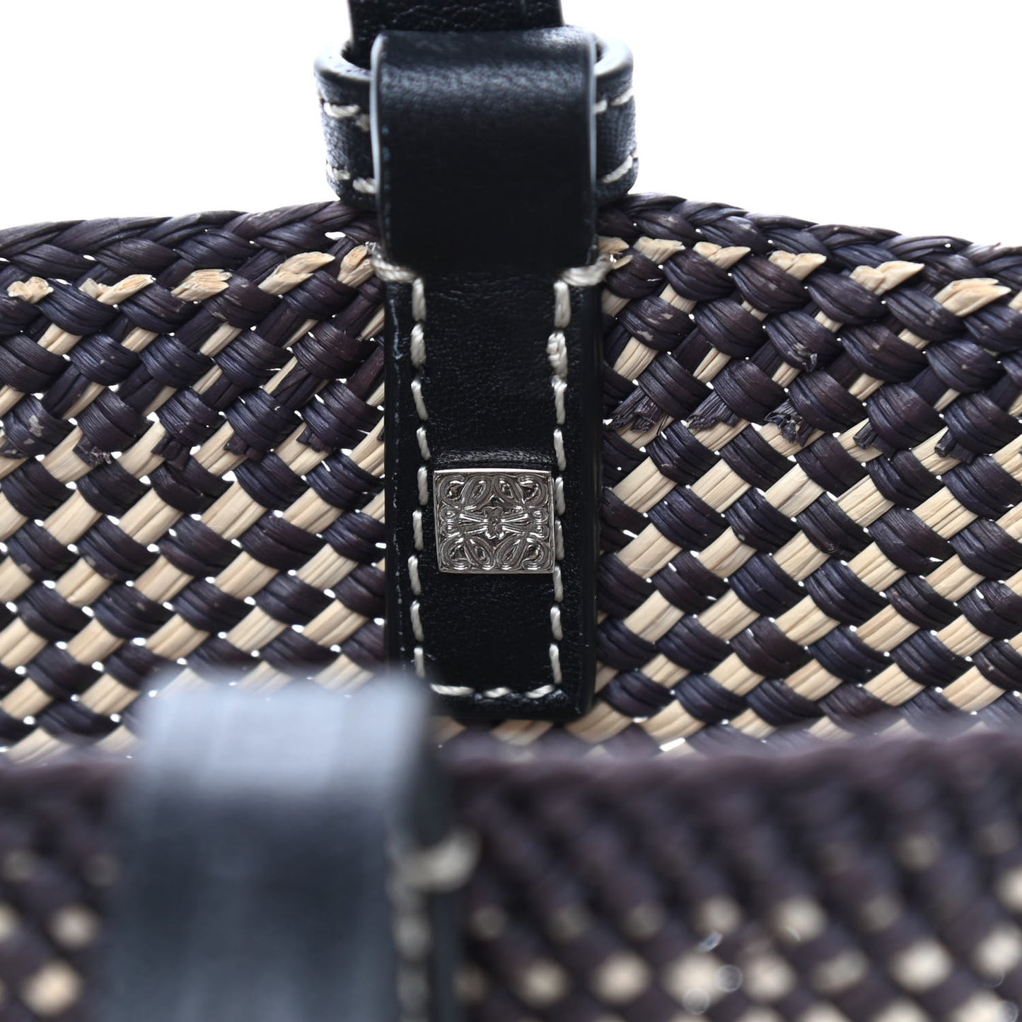 Raffia Paula's Ibiza Small Basket Tote Natural Black