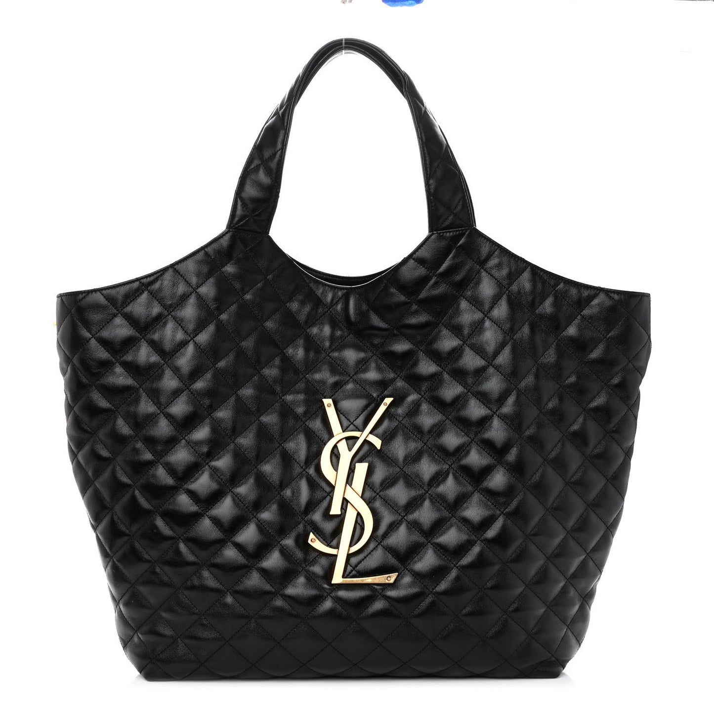 Lambskin Quilted Maxi Icare Shopping Tote Black