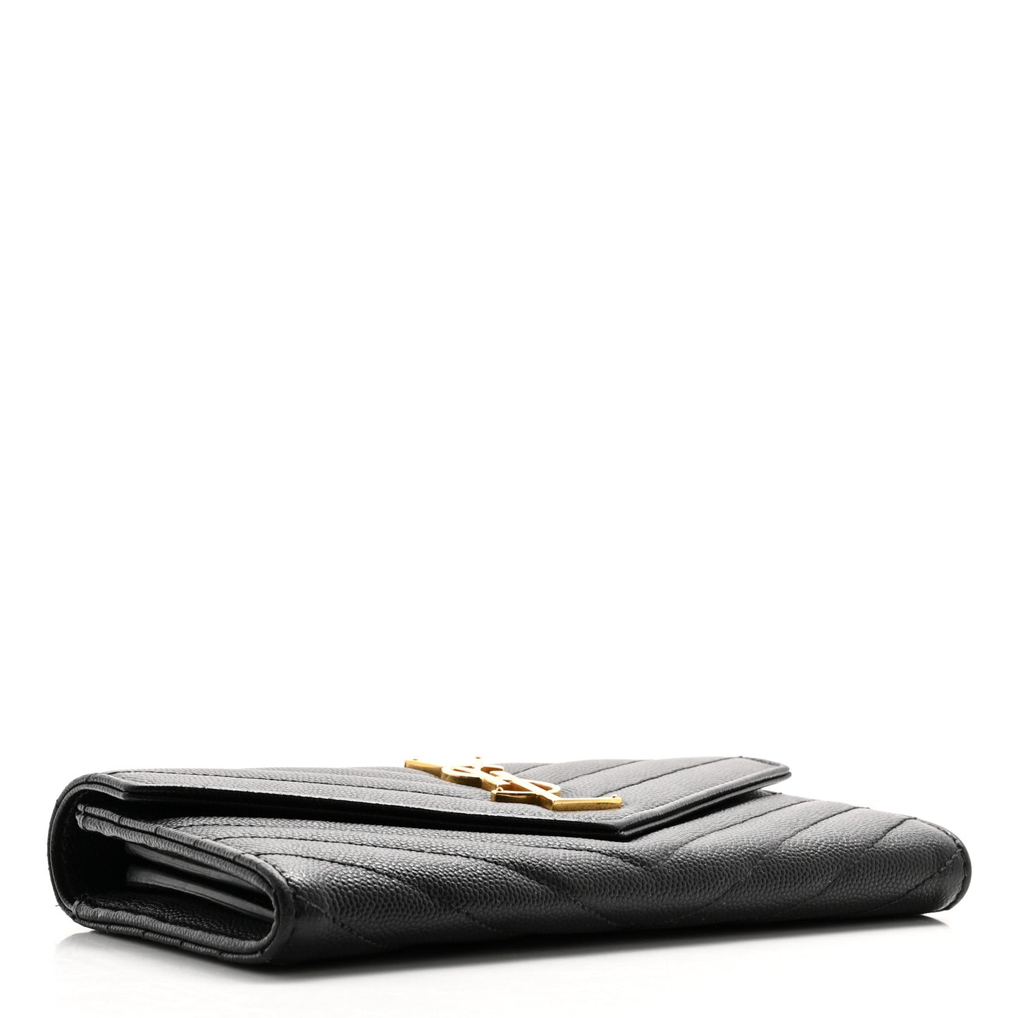 Grain De Poudre Matelasse Chevron Monogram Flap Wallet Black