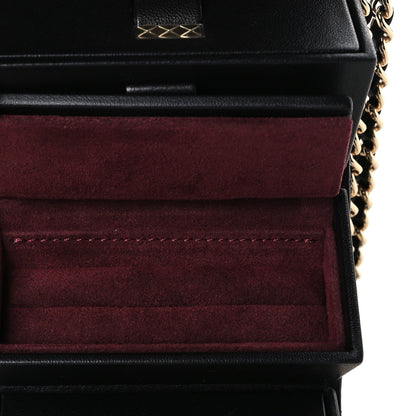 Chanel Lambskin Quilted Foldable Jewelry Box With Chain Black 7 of 11
