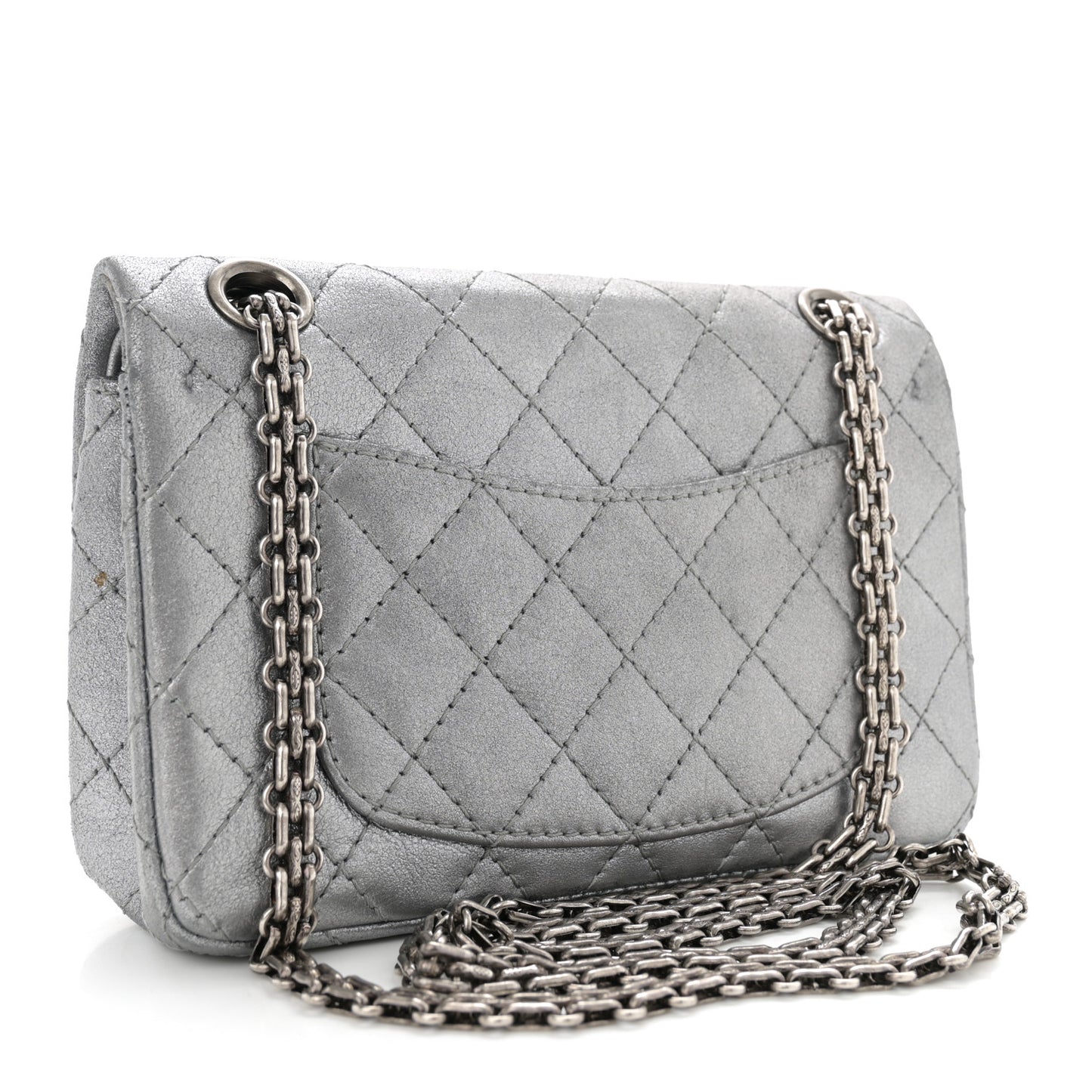 Metallic Calfskin Quilted Lucky Charms 2.55 Reissue 224 Flap Dark Silver