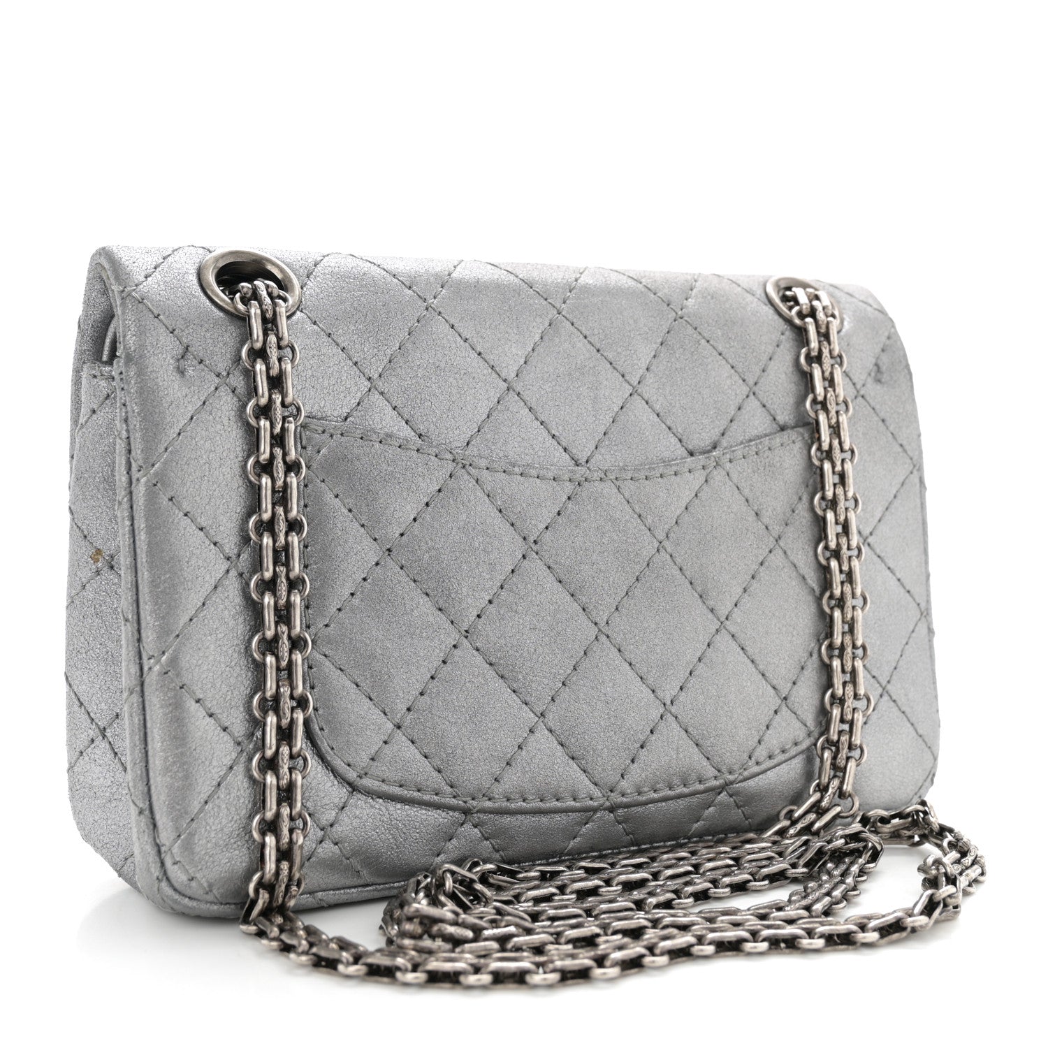 Chanel Metallic Calfskin Quilted Lucky Charms 2.55 Reissue 224 Flap Dark Silver 3 of 11