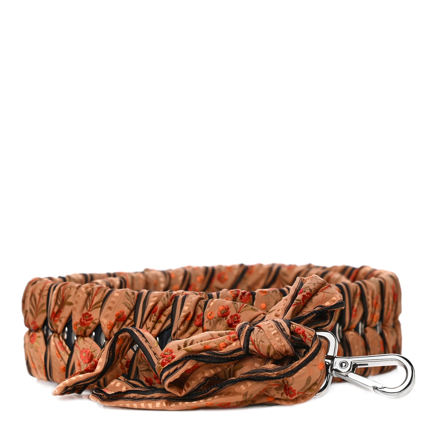 Fendi Calfskin Ribbon Lace Up Floral Strap You Brown 1 of 6