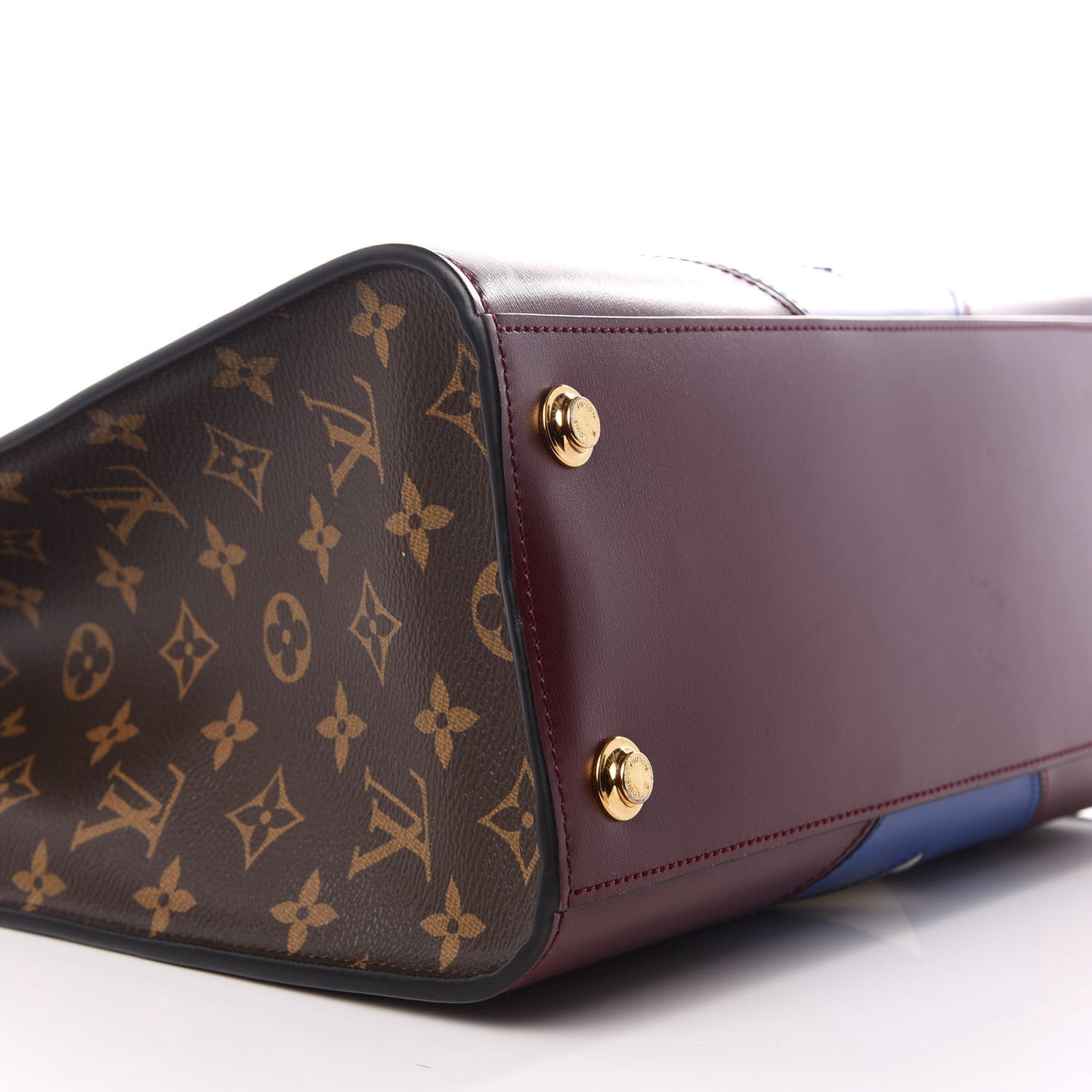 Calfskin Monogram City Steamer MM Blue Burgundy White