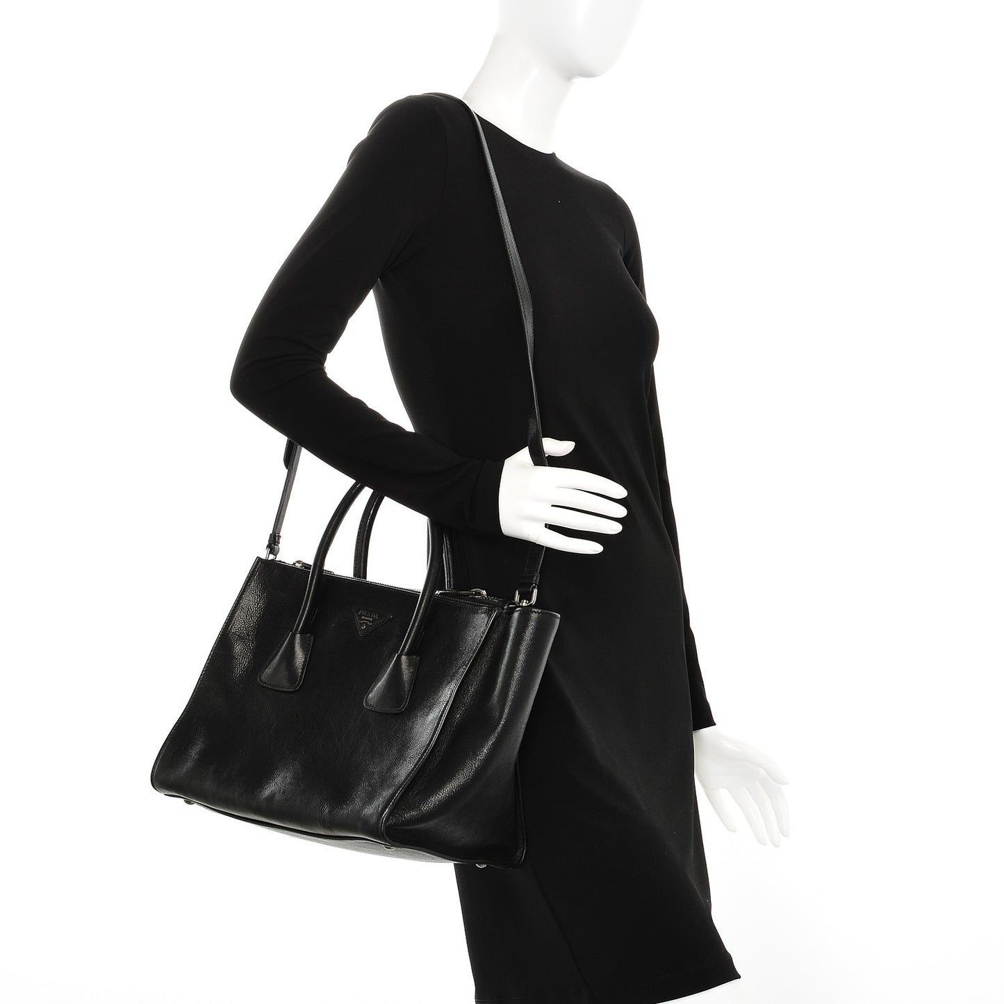 Glace Calf Twin Pocket Tote Nero Black