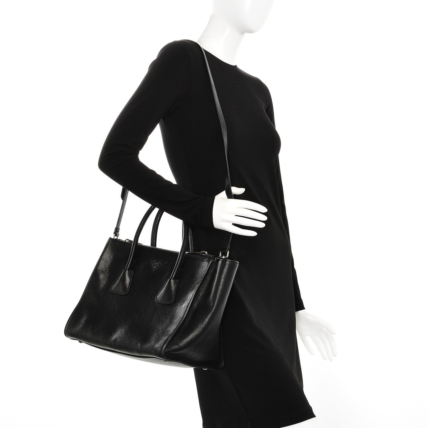 Prada Glace Calf Twin Pocket Tote Nero Black 2 of 8