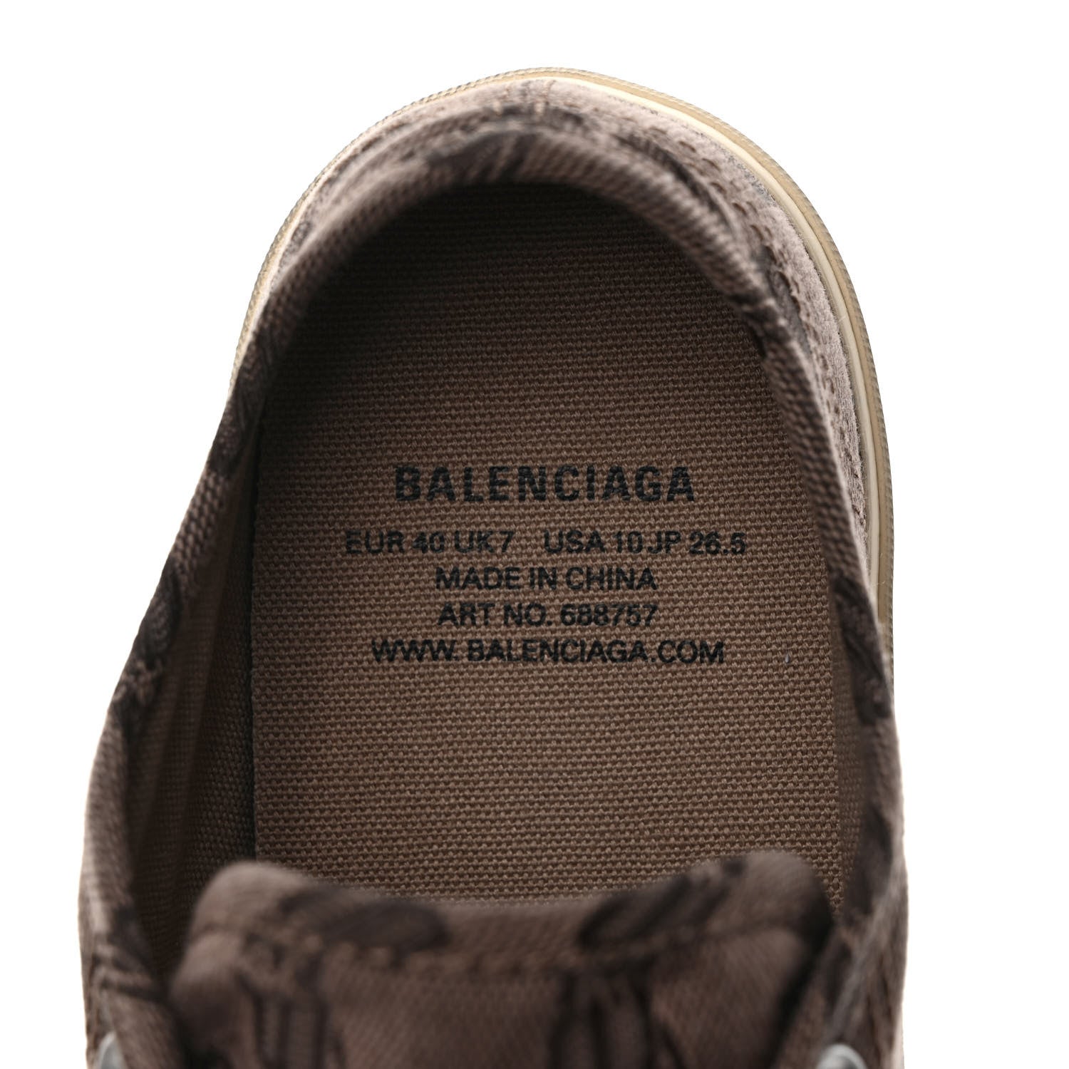 Balenciaga Jacquard BB Monogram Distressed Womens Paris Low Top Sneakers 40 Dark Mink Grey Brown 6 of 8
