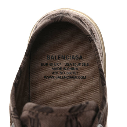 Balenciaga Jacquard BB Monogram Distressed Womens Paris Low Top Sneakers 40 Dark Mink Grey Brown 6 of 8