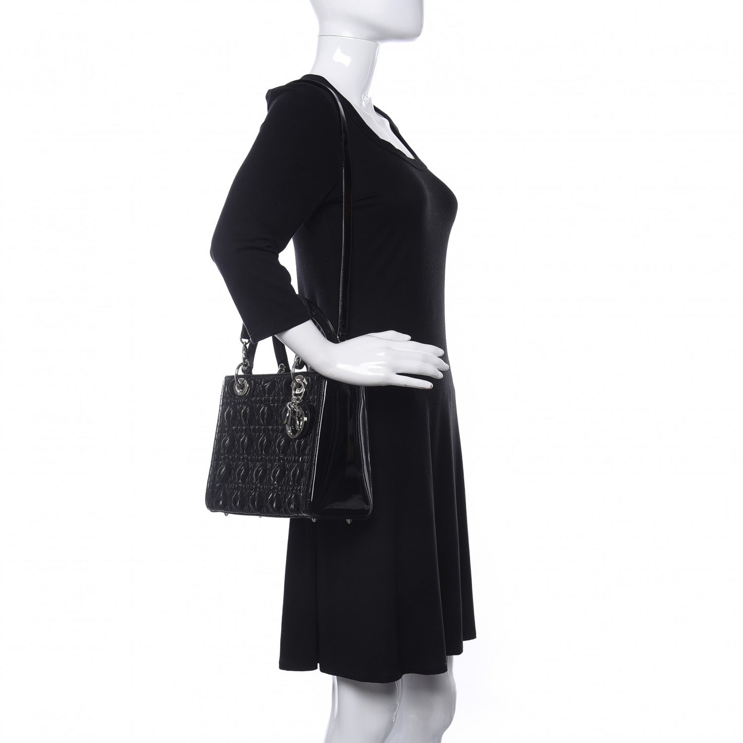 Patent Cannage Medium Lady Dior Black