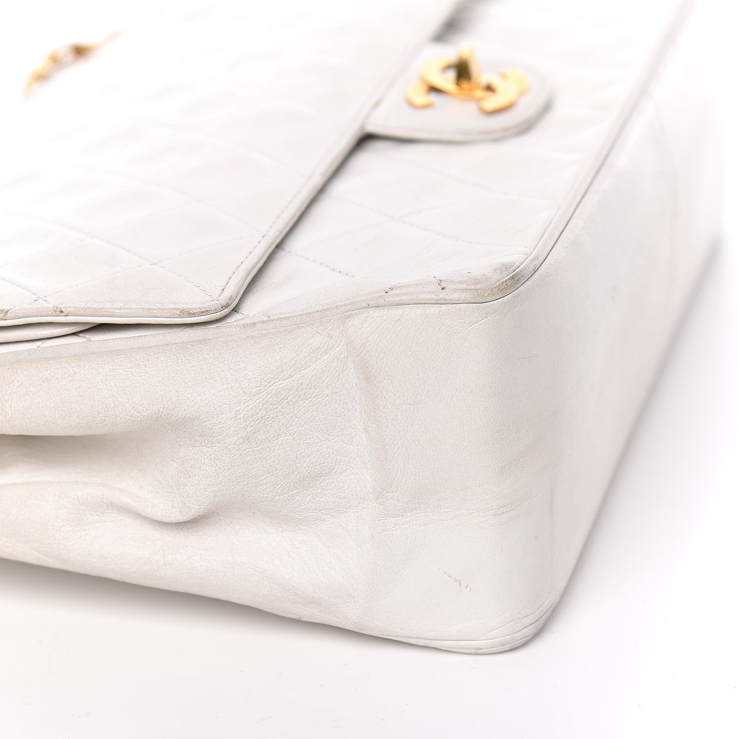 Lambskin Quilted Medium Double Flap White