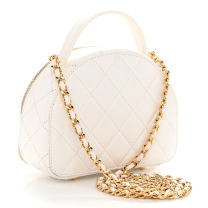 Chanel Lambskin Quilted Small Chic Riviera Top Handle Vanity Case White 3 of 11
