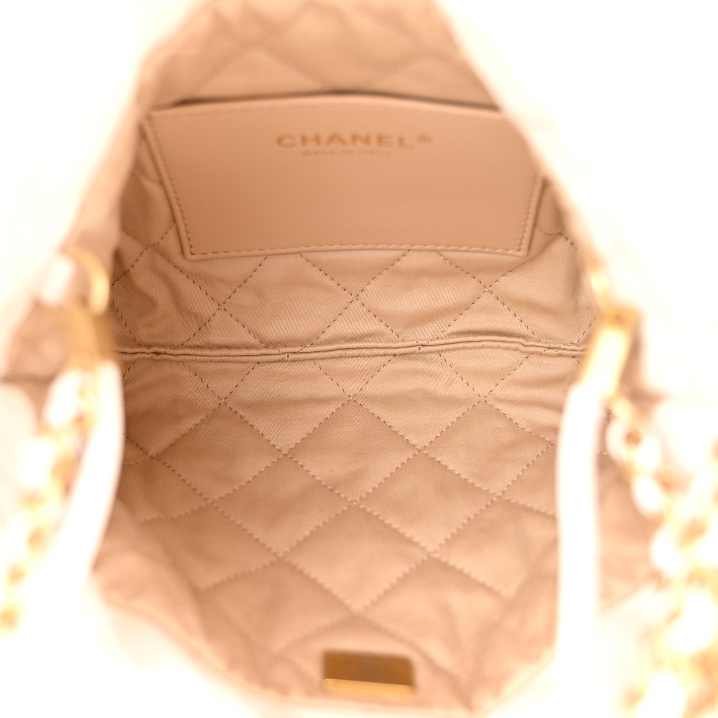Shiny Calfskin Quilted Mini Chanel 22 White