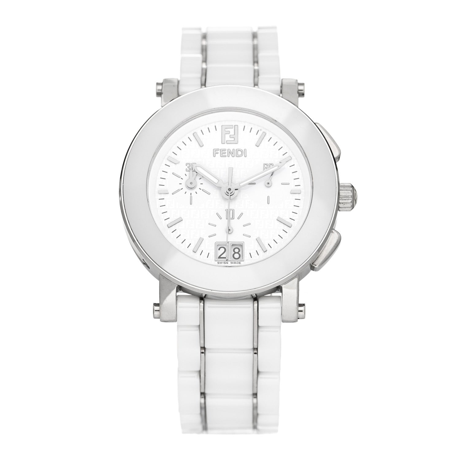 Fendi Stainless Steel Ceramic 38mm Chronograph Quartz Watch White 1 of 4