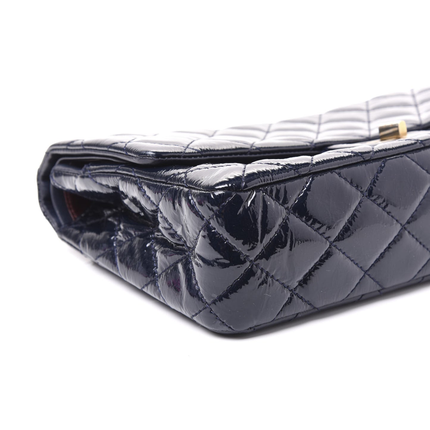 Distressed Patent Quilted 2.55 Reissue 227 Flap Dark Blue