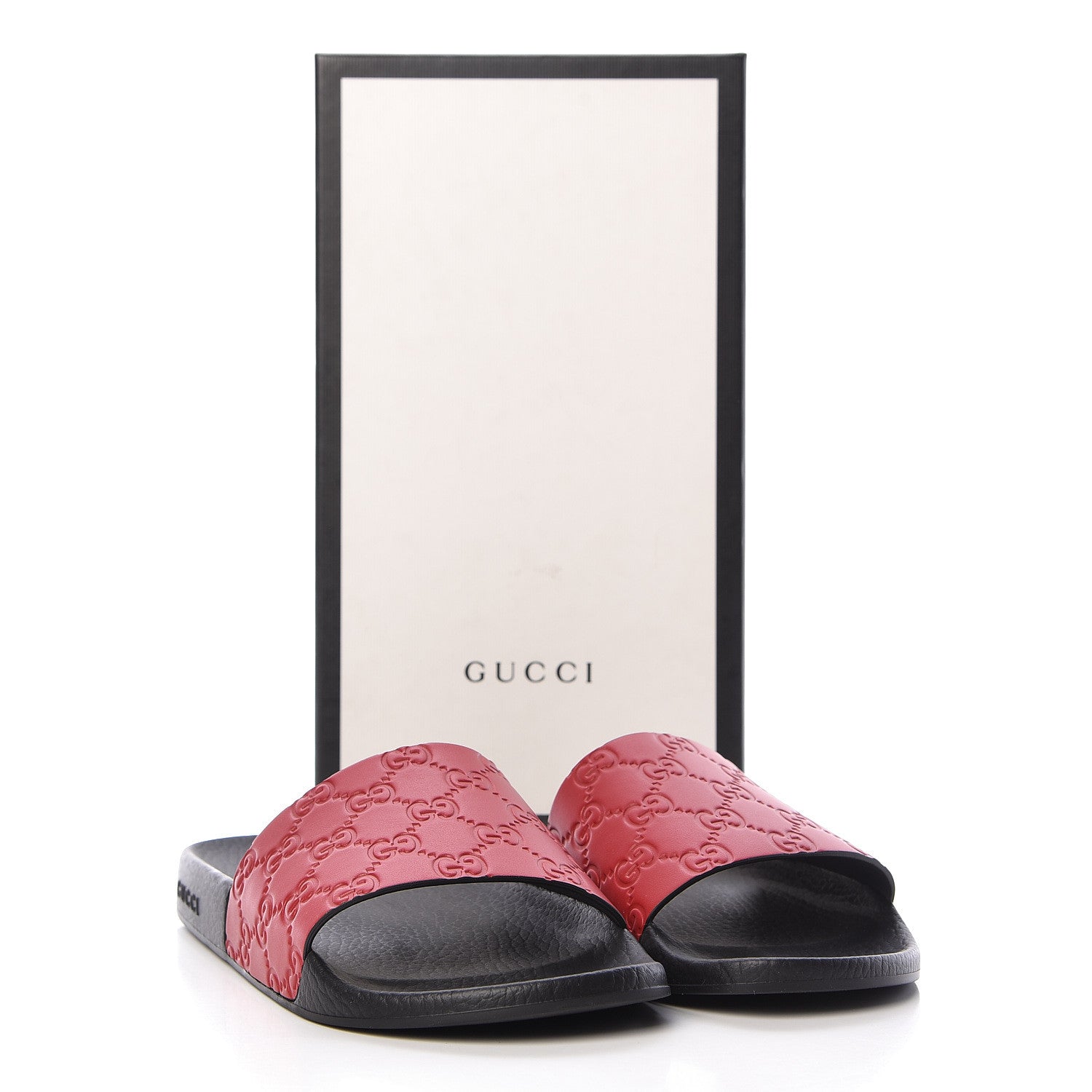 Gucci Guccissima Signature Womens Slide Sandals 39 Hibiscus Red 9 of 9