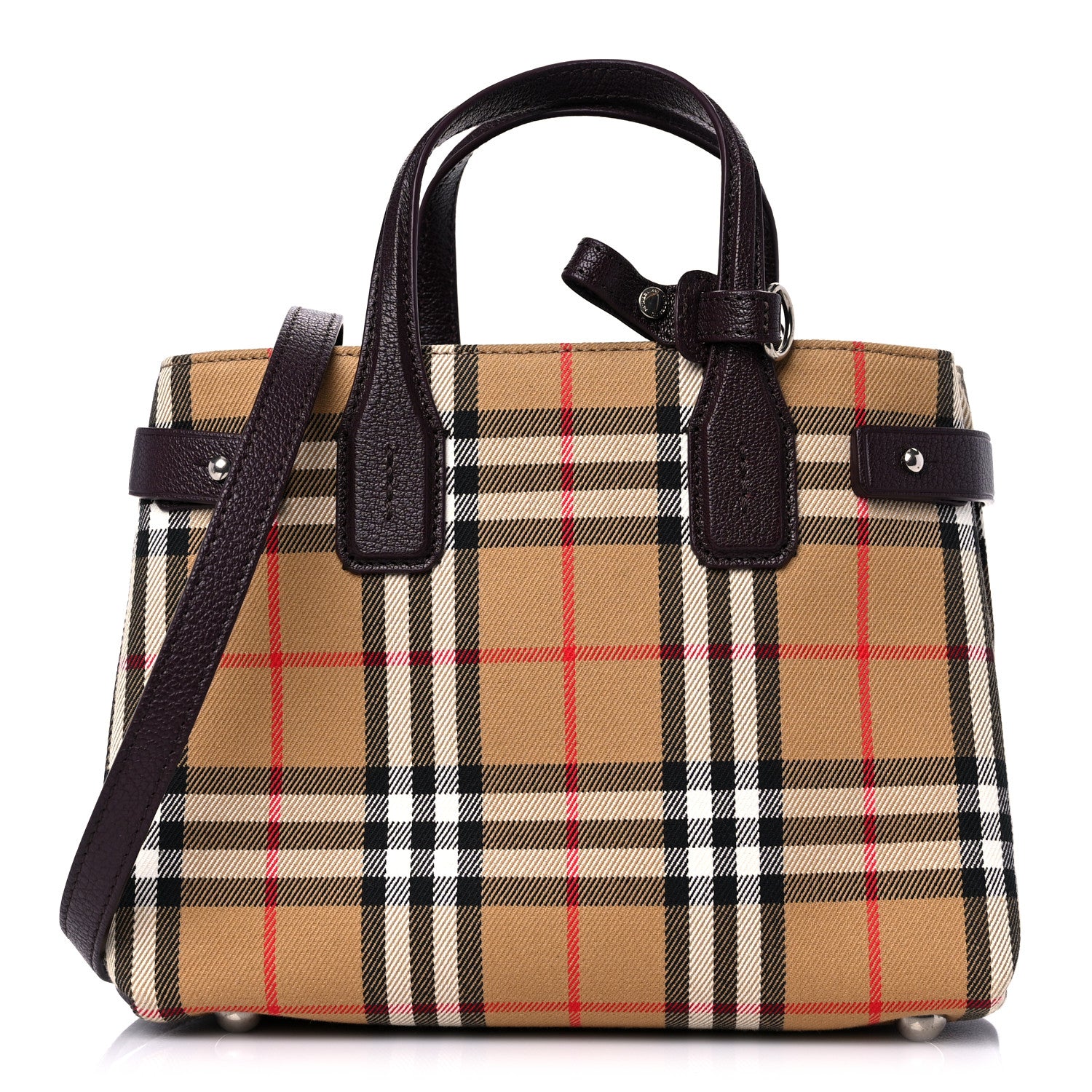 Burberry Goatskin Vintage Check Small Banner Tote Black 1 of 8