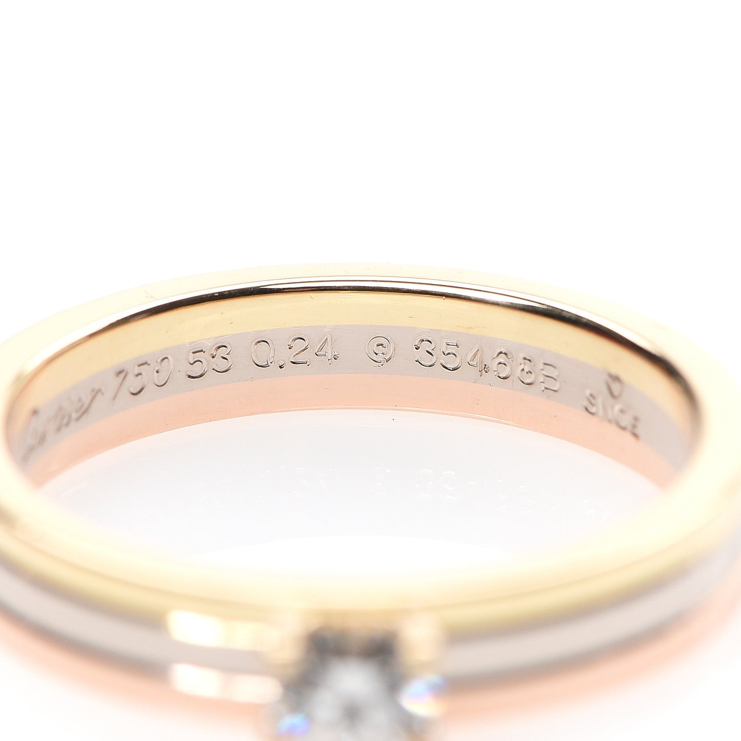 18K Pink Yellow White Gold Diamond .24ct Solitaire Trinity Engagement Ring 53 6.25