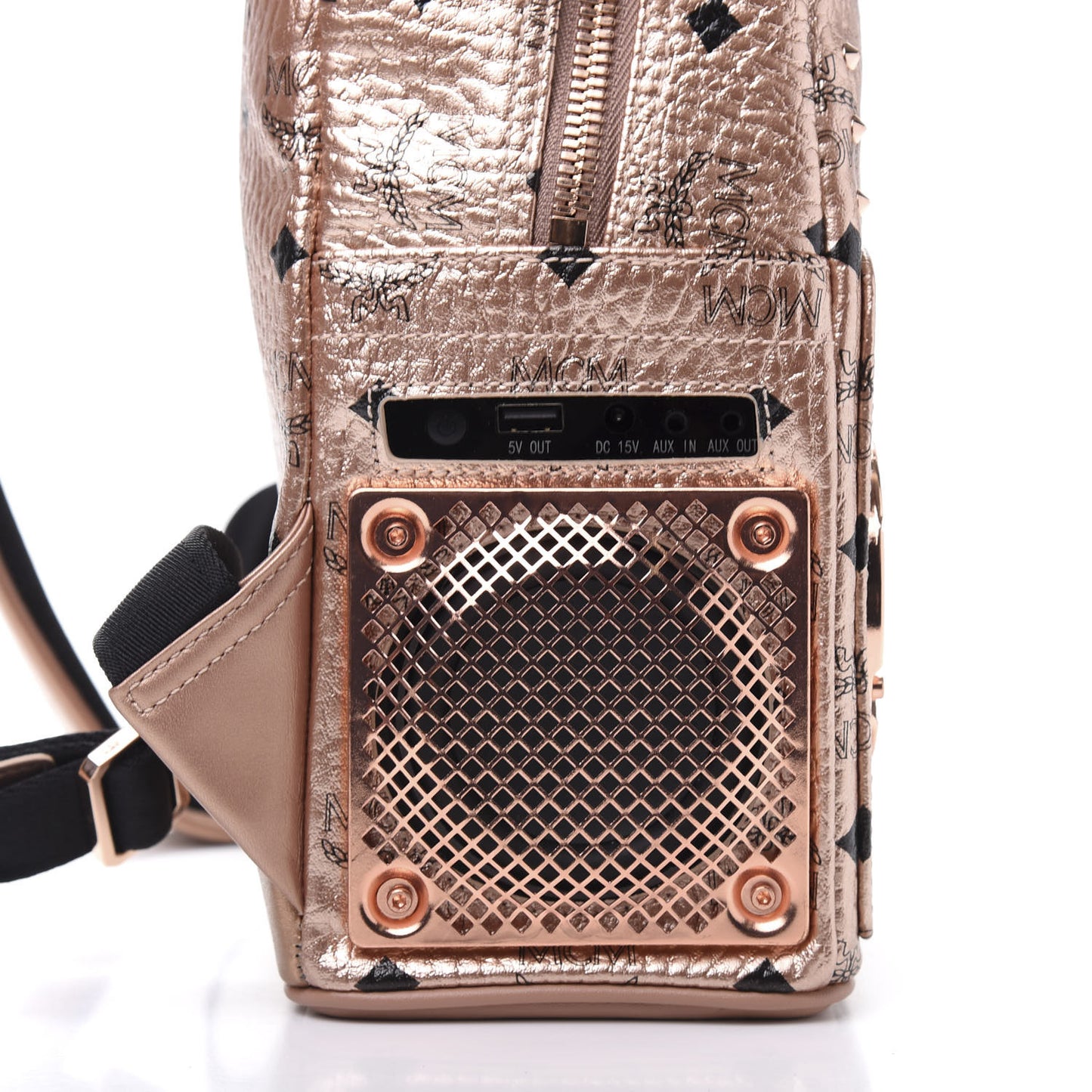 Metallic X Wizpak Visetos Studded Sound System Speaker Backpack Champagne Gold