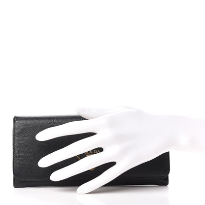 Prada Saffiano Continental Flap Wallet Black 2 of 6