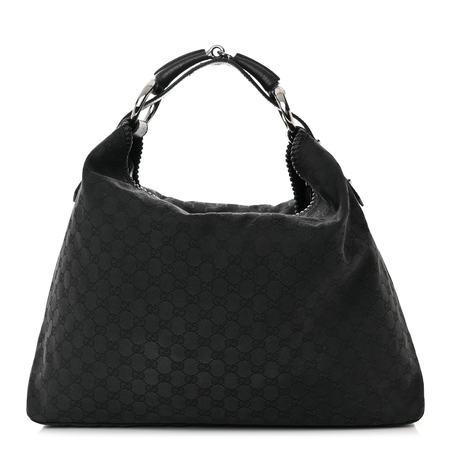 Gucci Monogram Large Horsebit Chain Hobo Black 1 of 12