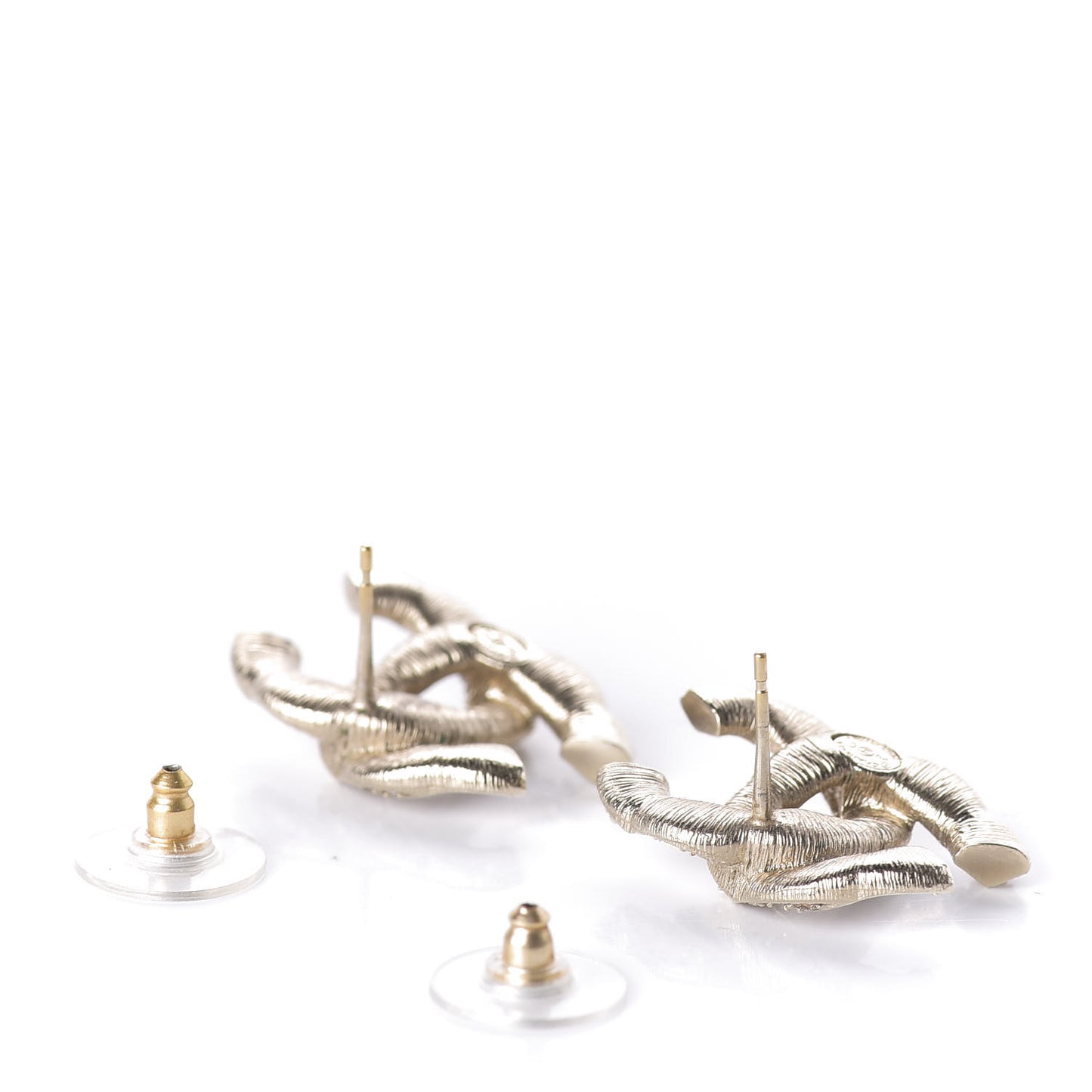 Crystal Twisted CC Earrings Light Gold Pale Pink