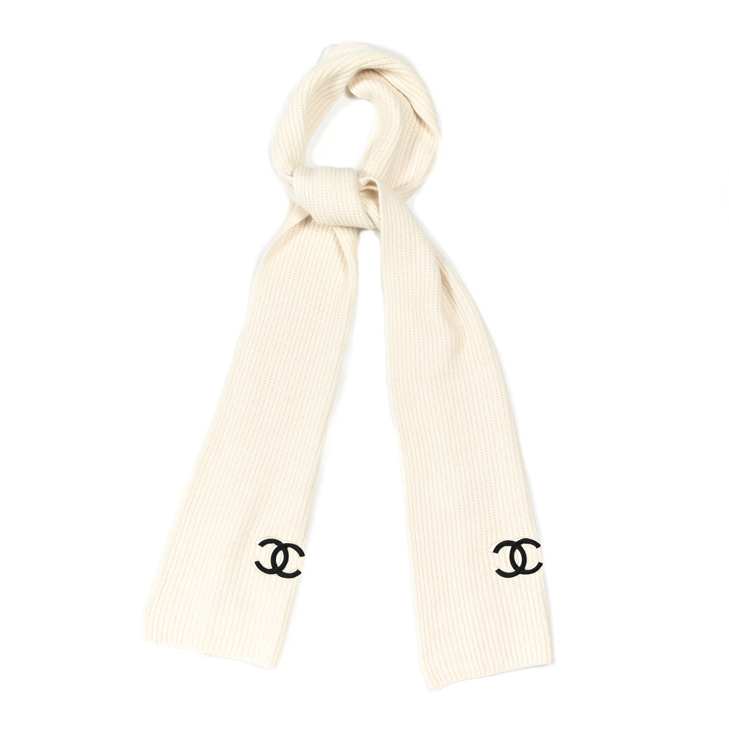 Wool Cashmere CC Scarf White Black