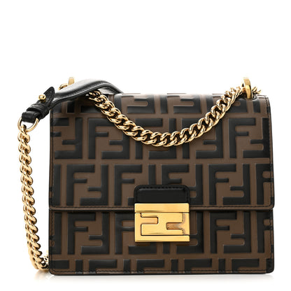 Fendi Vitello Liberty Bi-Color FF 1974 Embossed Small Kan U Shoulder Bag Maya Black 1 of 11